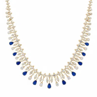 Latelita Women's Blue / Gold / White Duchess Sapphire Statement Necklace Gold In Neutral
