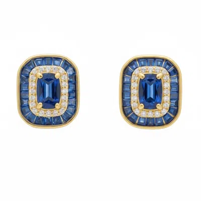 Latelita Women's Blue / Gold / White Great Gatsby Stud Earrings Sapphire Gold In Multi