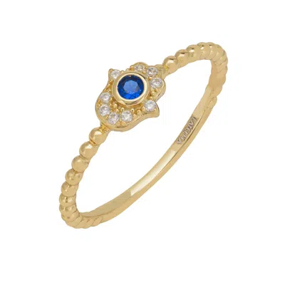 Latelita Women's Blue / Gold / White Hamsa Hand Sapphire Ring Gold