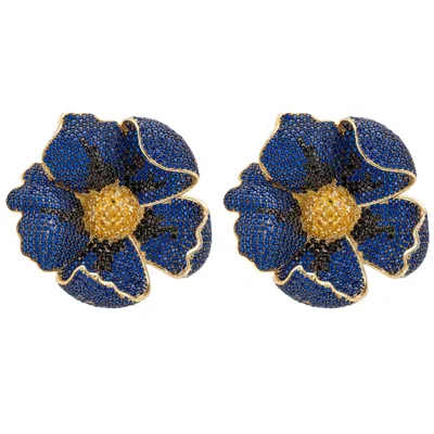 Latelita Women's Blue / Gold / Yellow Poppy Sapphire Blue Earrings Gold In Multi