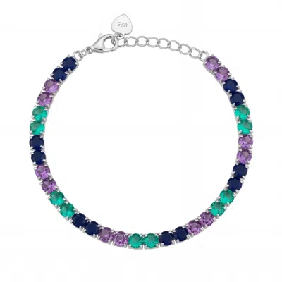 Latelita Women's Blue / Purple / Silver Kaleidoscope Gemstone Tennis Bracelet Silver In Blue/purple/silver
