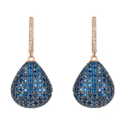 Latelita Women's Blue / Rose Gold Valerie Pear Drop Gemstone Earring Rosegold Sapphire In Multi