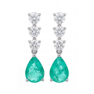 Latelita Women's Blue / Silver / Green Delphine Paraiba Tourmaline Triple Drop Earrings Silver In Blue/silver/green