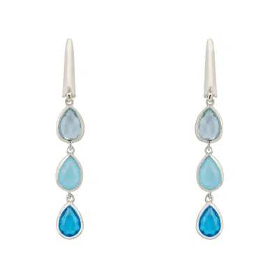 Latelita Women's Blue / Silver Sardinia Triple Teardrop Earrings Silver The Blues