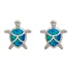 Latelita Women's Blue / Silver Turtle Blue Opalite Stud Earrings Silver In Blue