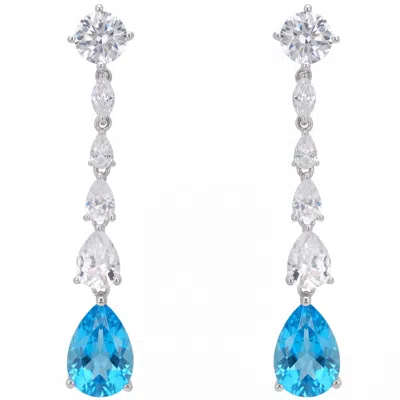 Latelita Women's Blue / Silver / White Bardot Blue Topaz Drop Earrings Silver In Blue/silver/white