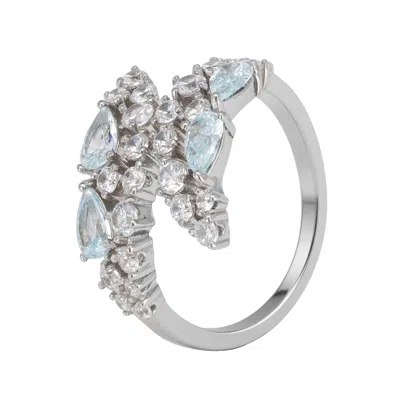 Latelita Women's Blue / Silver / White Baroness Cocktail Ring Blue Topaz Silver In Multi