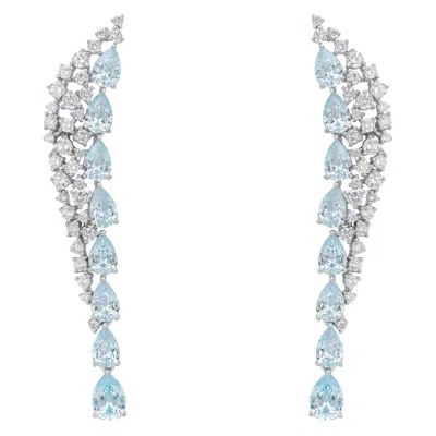 Latelita Women's Blue / Silver / White Baroness Gemstone Drop Earrings Blue Topaz Silver In Multi