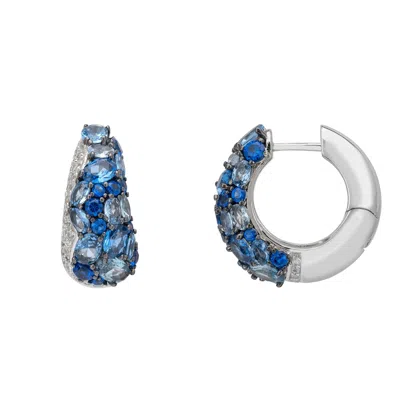 Latelita Women's Blue / Silver / White Candy Chunky Hoop Earrings Ice Blue Silver In Multi