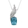 Latelita Women's Blue / Silver / White Crested Love Bird Pendant Necklace London Blue Topaz Silver