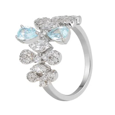 Latelita Women's Blue / Silver / White Duchess Blue Topaz Cocktail Ring Silver In Multi