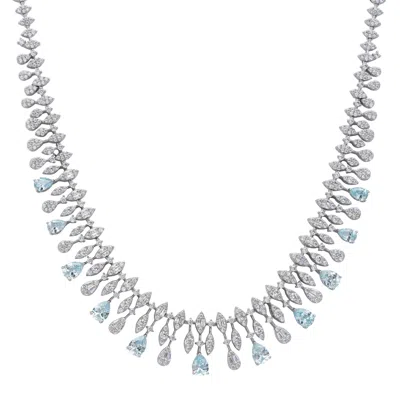 Latelita Women's Blue / Silver / White Duchess Blue Topaz Statement Necklace Silver In Multi