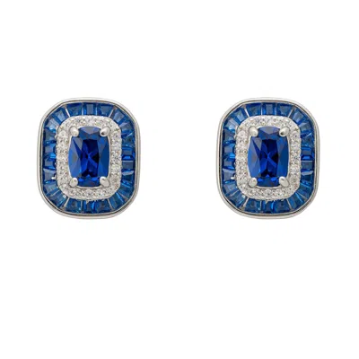 Latelita Women's Blue / Silver / White Great Gatsby Stud Earrings Sapphire Silver In Multi