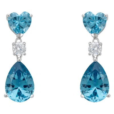 Latelita Women's Blue / Silver / White Irina Blue Topaz Teardrop Earrings Silver In Multi