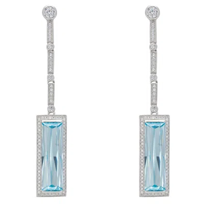 Latelita Women's Blue / Silver / White Margaux Blue Topaz Drop Earrings Silver In Multi