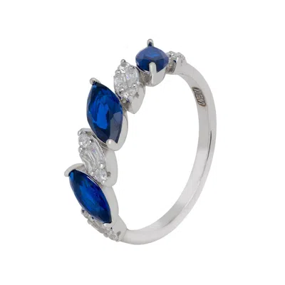 Latelita Women's Blue / Silver / White Viscountess Cocktail Ring Sapphire Silver