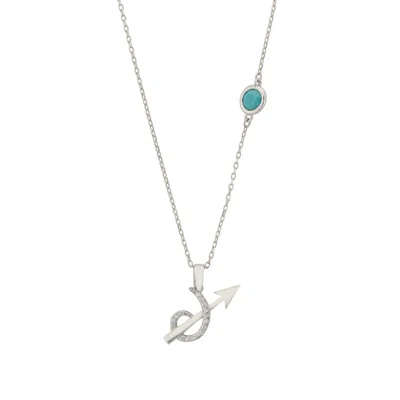 Latelita Women's Blue / Silver / White Zodiac Birthstone Sagittarius Necklace Turquoise Silver In Multi