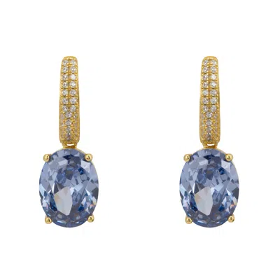 Latelita Women's Blue / White / Gold Alexandra Oval Drop Earrings Gold Tanzanite In Multi
