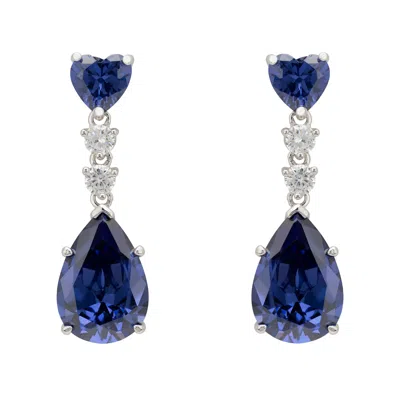 Latelita Women's Blue / White / Silver Augusta Tanzanite Teardrop Earrings Silver In Multi