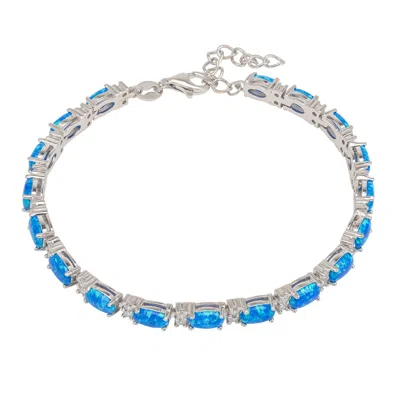 Latelita Women's Blue / White / Silver Blue Opal Tennis Bracelet Silver In Metallic