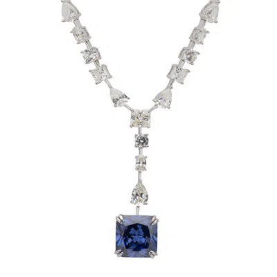Latelita Women's Blue / White / Silver Clementine Tanzanite Statement Necklace Silver