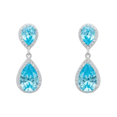 Latelita Women's Blue / White / Silver Odette Teardrop Blue Topaz Earrings Silver In Multi