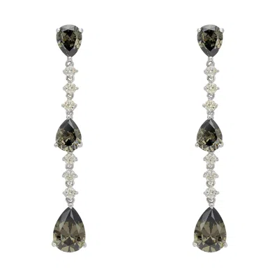 Latelita Women's Brown / Silver / White Elizabeth Drop Earrings Smokey Quartz Silver