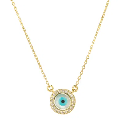 Latelita Women's Evil Eye Mother Of Pearl Necklace Cz Gold