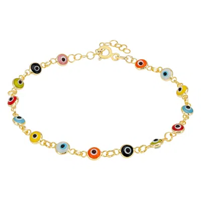 Latelita Women's Evil Eye Multicoloured Enamel Bracelet Gold