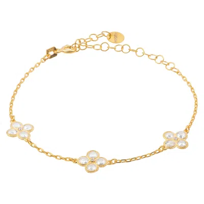 Latelita Women's Flower Clover Triple Bracelet Gold
