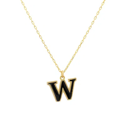 Latelita Women's Gold / Black Initial Enamel Necklace Gold W In Multi