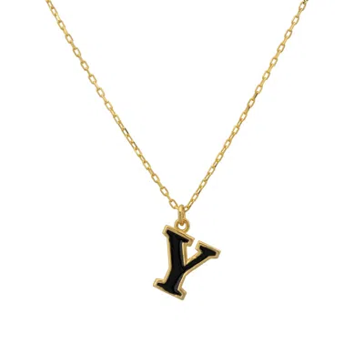 Latelita Women's Gold / Black Initial Enamel Necklace Gold Y In Multi