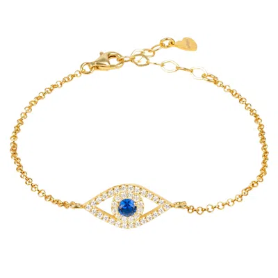 Latelita Women's Gold / Blue Evil Eye Elliptical Bracelet - Blue, Gold In Multi