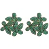 Latelita Women's Gold / Blue Flowers Large Stud Earrings Gold Emerald Green In Green