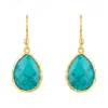 Latelita Women's Gold / Blue / Green Petite Drop Earrings Arizona Turquoise Gold In Multi