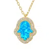 Latelita Women's Gold / Blue Hamsa Opalite Turquoise Blue Necklace Gold