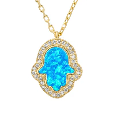Latelita Women's Gold / Blue Hamsa Opalite Turquoise Blue Necklace Gold