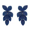 Latelita Women's Gold / Blue Petal Cascading Flower Earrings Gold Sapphire Cz In Multi