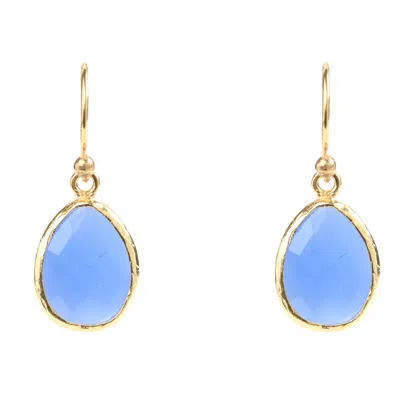 Latelita Women's Gold / Blue Petite Drop Earrings Dark Blue Chalcedony Gold