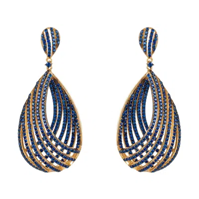 Latelita Women's Gold / Blue Vortex Teadrop Earring Sapphire Blue Cz Gold In Multi