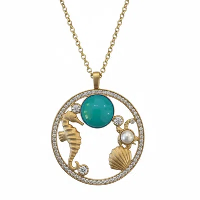 Latelita Women's Gold / Blue / White Oceanic Wonderland Necklace Turquoise Gold In Multi
