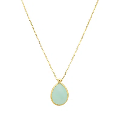 Latelita Women's Gold / Green / Blue Petite Drop Necklace Gold Aqua Chalcedony In Multi