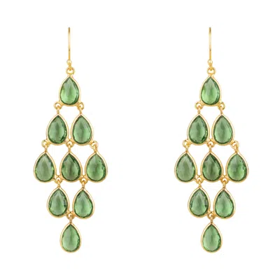 Latelita Women's Gold / Green Erviola Gemstone Cascade Earrings Gold Peridot In Multi
