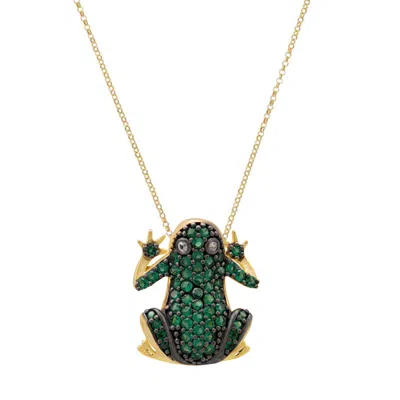 Latelita Women's Gold / Green Frog Prince Necklace Gold In Multi