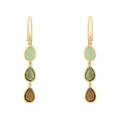 Latelita Women's Gold / Green Sardinia Triple Teardrop Earrings Gold The Greens