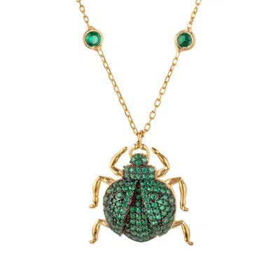 Latelita Women's Gold / Green Scarab Beetle Egyptian Green Pendant Necklace Gold In Multi