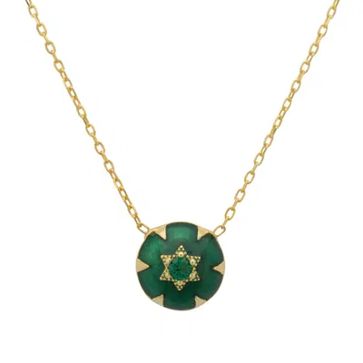 Latelita Women's Gold / Green Star Of David Green Enamel Necklace Gold In Multi