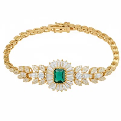 Latelita Women's Gold / Green / White Countess Gemstone Bracelet Emerald Gold In Multi