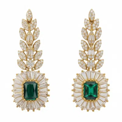 Latelita Women's Gold / Green / White Countess Gemstone Drop Earrings Emerald Gold In Multi