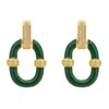 Latelita Women's Gold / Green / White Emerald Green Enamel Oval Drop Earrings Gold In Green